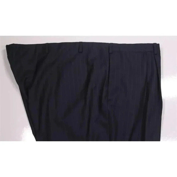 Oxxford Custom Recent Navy Blue Pinstripe Pleated Wool Dress Pants BIG 60x24 - Picture 2 of 7